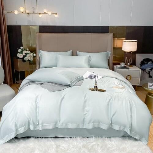 Solid Color Embroidery Moon Deer Bedding Set Duvet Cover 220x240 Queen King Bedclothes Bed Sheet Bed Covers Home Comfortes