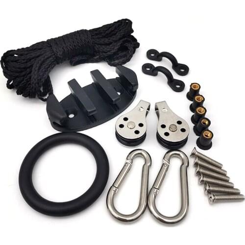 21pcs Kayak Canoe Anchor Trolley Kit Rope Cleat Pulley Block Rigging Ring