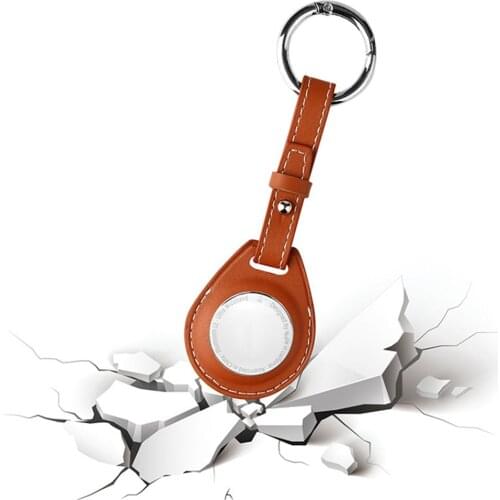 Anti-lost Retro Leather Case Protective Shell Cover Sleeve With Key Chain for Airtag Tracker Parts
