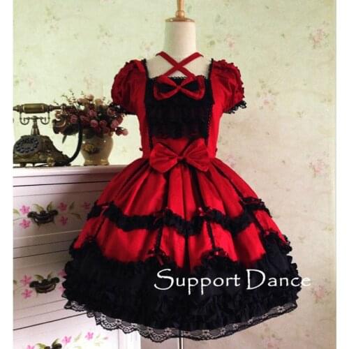 Short Sleeve Lace Gothic Lolita Dress Custom Made Plus Size L42