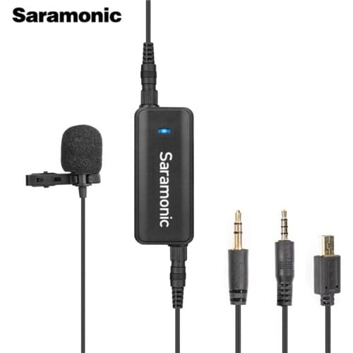 Saramonic LavMic 2-Channel Audio Mixer with Lavalier Microphone Kit for Canon Nikon DSLR Camera Recorders iPhone 8 GoPro Session