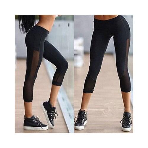 Fashion Women Ladies Lace Cropped Fitness Leggings Stretchy Casual Pants Trousers
