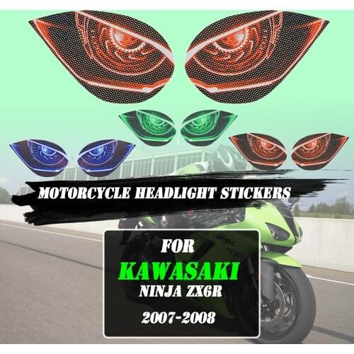 For Kawasaki Ninja ZX6R ZX-6R ZX 6R 2007 2008 Motorcycle Headlight Stickers Guard Head light protection Sticker Front Fairing