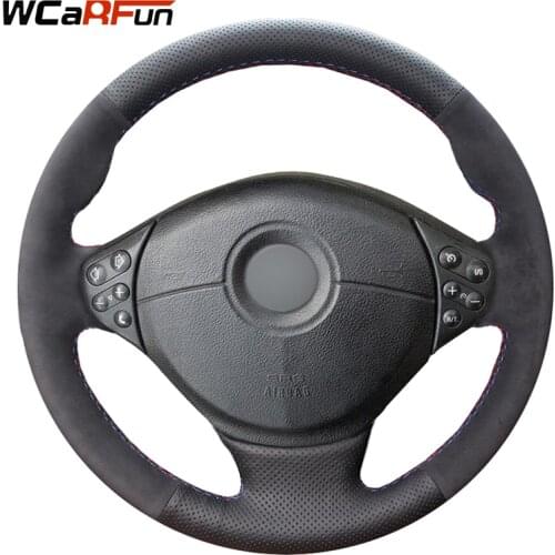 Genuine Leather Black Suede Car Steering Wheel Cover for BMW E39 5 Series 1999-2003 E46 3 Series 1999-2005 E36 E53 BMW X5 Z3