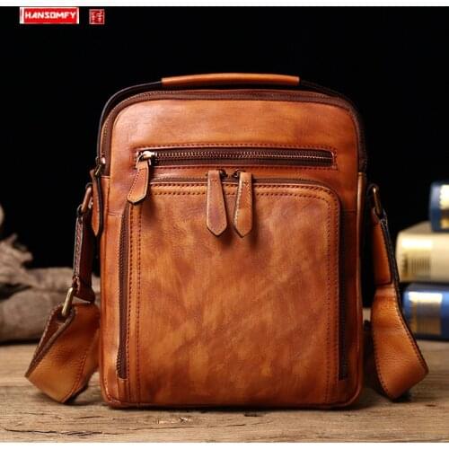 New Leather Mens Bag Handbag Casual Men Messenger Bag Vintage Shoulder Bag Small Version of Vertical Section Crossbody Bags