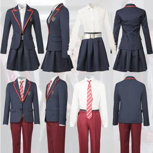 2021 New TV Series Elite High School Uniform for Girls Boys Custom Made Male Female Jacket Pants Belt Tie Skirt Cosplay Costume