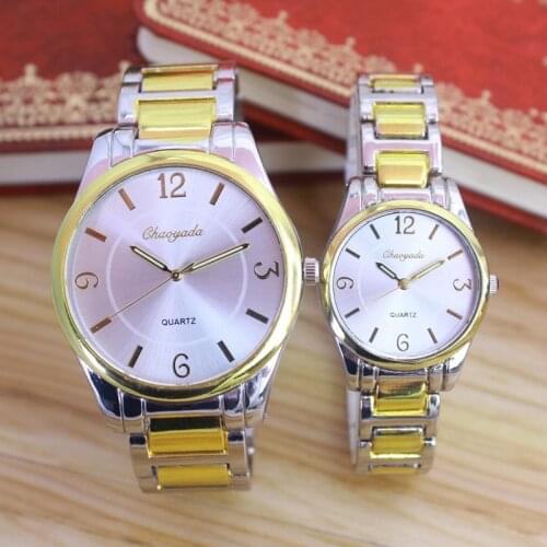 2018 new women men couples lovers stainless steel quartz wristwatches gold contracted business dress luxury water proof watches