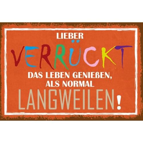 New Tin Sign Lieber Crazy as Boring Tin Sign Shield Vintage Art Mural 8x12 Inch