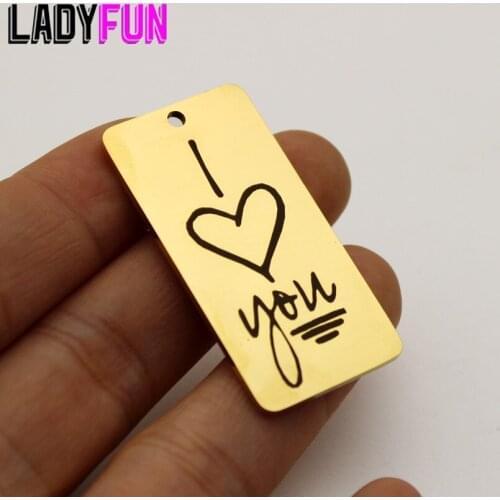 I Love You Charm Stainless Steel Charms Valentines Day Gifts Charms High Polish Mirror Surface Pendant 10pcs/lot