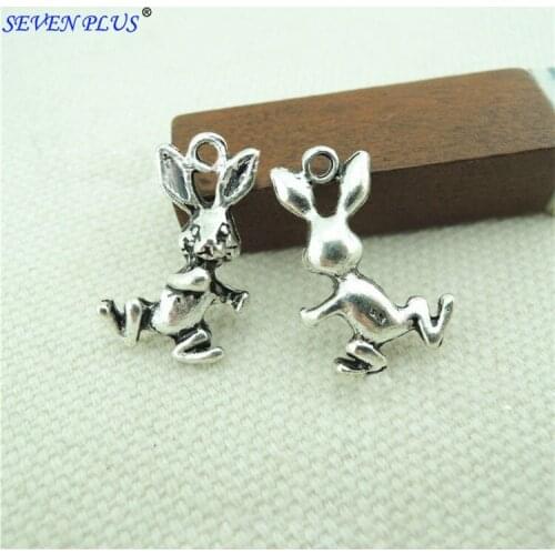 High Quality 20 Pieces/Lot 19mm*12mm Antique Silver Plated Animal Lovely Rabbit Charms For Jewelry Making
