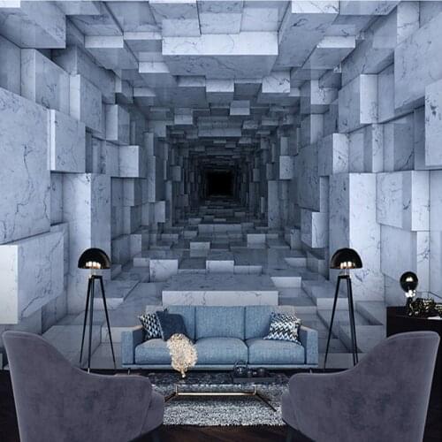 Custom Photo 3D Extended Space Modern Minimalist Gray Marble Brick Wallpaper For Living Room Sofa Bedroom Home Decor Wall Mural