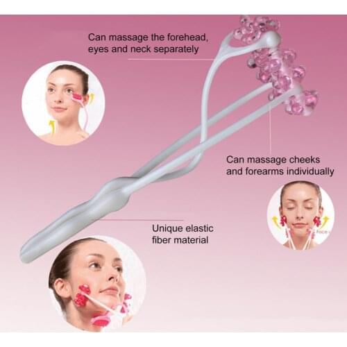 Face Up Roller Flower Style Skin Lifting Ergonomics Handle Slim Neck Facial Massager Remove Double Chin Tool for Female