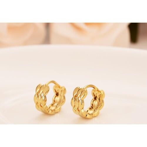 Luxury Lovely Kid Girls women Jewellery Security Safety CZ Princess Round Gold Color Huggies hoop earrings Jewelry gifts