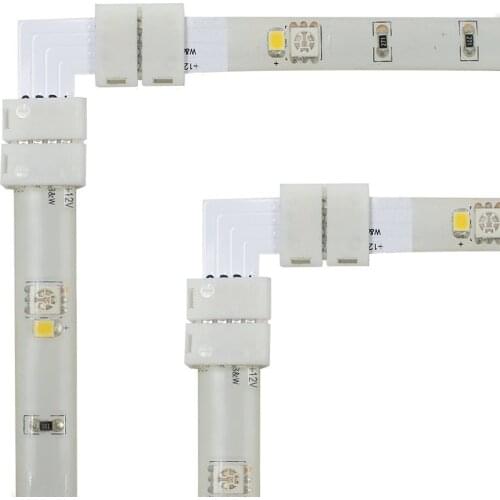 LED Strip light Connector SMD5050/3528 RGB LED Connector 4pin 10mm L-shape LED Strip Light Connectors for Right Angle Corner