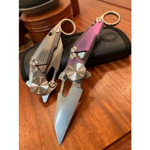 Titanium Handle Mechanical Claw Knife Karambit CS GO Knife M390 Blade Folding Knife Outdoor Survival Sharp EDC Tool