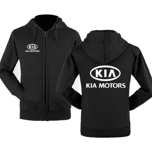 Hoodies Men KIA Car Logo Print fashion Casual Hip Hop Harajuku Long Sleeve Hooded Sweatshirts Mens zipper Jacket Man Hoody Cloth