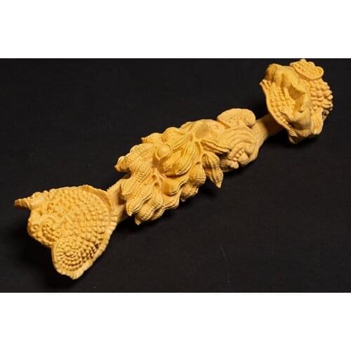 Creative Peanut Ganoderma Lucidum Ruyi Wood Carving Wishful Collection Decors Feng Shui Ornaments Men Business Gift