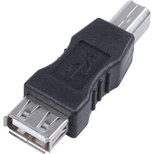 USB printer adapter type A female - type B male black silver tone