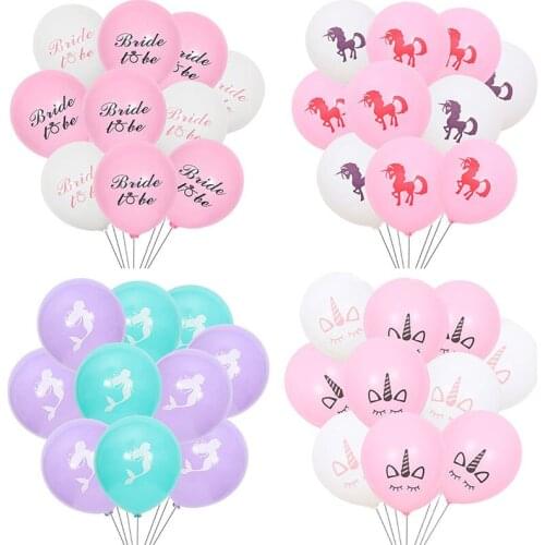 10 Pcs Cartoon Pink Unicorn Latex Balloon Happy Birthday Wedding Party Decoration Helium Balloon Baby Shower Decor Boy Girl Toys