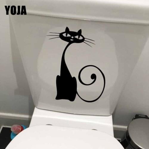 YOJA 20.9X24.1CM Cute Cat Kitten Toilet Sticker Kids Room Wall Decal Decoration T5-0188