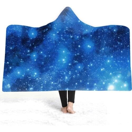 3D Universe Printed Bohemian Hooded Blanket for Adults Starry Sky Universe Sherpa Fleece Woman Throw Blanket Microfiber