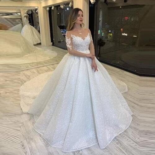 Exquisite Lace Applique Wedding Dress 2021 Off the Shoulder Short Sleeves Bridal Gowns Longo Luxurious Vestido de noiva
