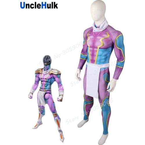 Star Platinum Cosplay Costume Kujo Jotaro Stand from Jojo part 4 - purple and blue - send collar and loincloth | UncleHulk