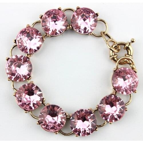 ZWPON Fashion Facet Glass Crystal 15*15mm 9 Dot Bracelet for Woman Gold Pedestal Charm Bracelet Jewelry Wholesale