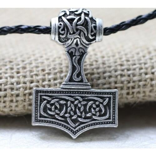 LANGHONG 10pcs Norse Vikings Thors Hammer Pendant Legendary Viking Amulet Pendant Nordic Talisman Pendant