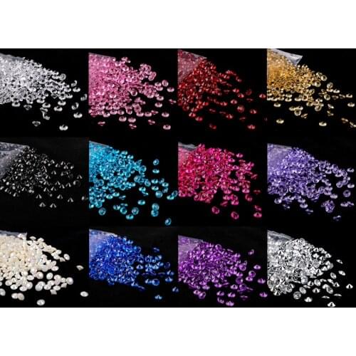 1000 Pcs / Lot ( 55g ) 6mm (1Carat ) 20Colors Wedding Decoration Acrylic Crystals Scatter Table Diamond Confetti