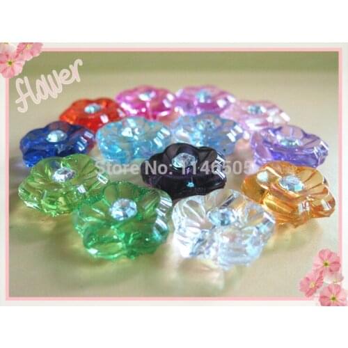 200PCS Botones FLOWERS ACRYLIC button SHIRT CRYSTAL sewing buttons clothes accessories crafts scrapbooking