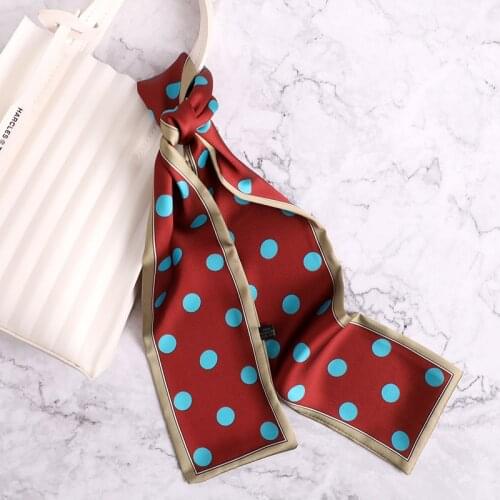 2020 Fashion Silk Skinny Scarf Women Hair Neck Scarfs Designer Dot Print Lady Hand Bag Ribbons Tie Female Headband Scarves
