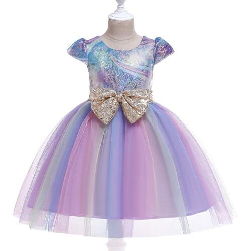 Kids Dress Wedding Dresses Childrens Elegant Dress Mesh Sequin Princess Vestido Girl Halloween Costume Party for Girls Clothing