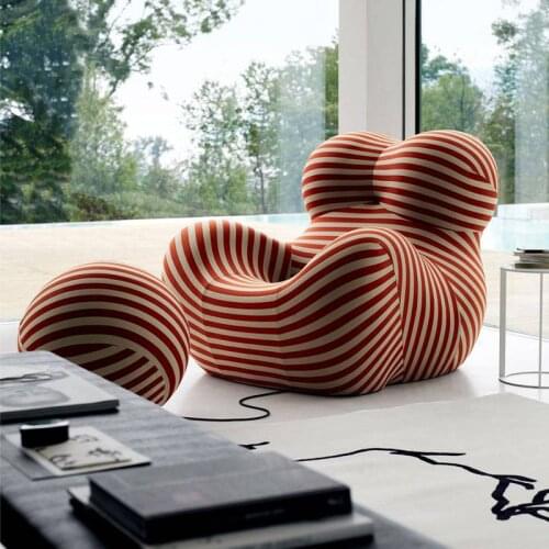 Designer Leisure Single Sofa Fiblerglass Armchairs Sofa with Ottoman Creative Ball Lounge Chaise Accent chairs for living room