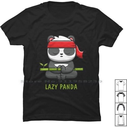 Lazy Panda T Shirt 100% Cotton Mother Panda Daddy Oman Lazy Pan Mom Dad Om