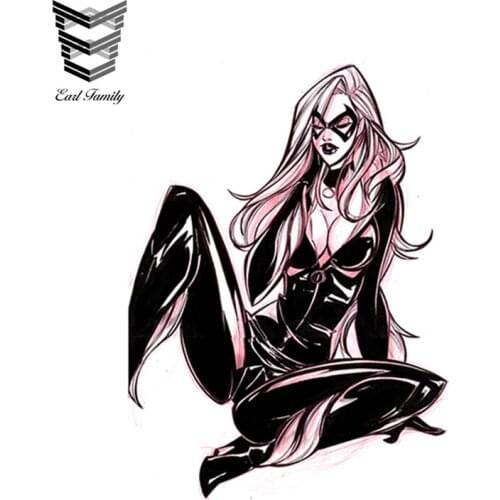 EARLFAMILY 13cm x 9.5cm Car Stickers Pin Up Girl Black Cat Vinyl Decal Car Styling JDM Motorcycle Auto Accessories Graphics