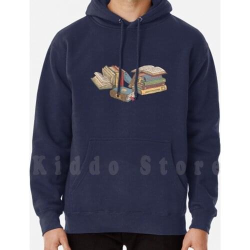 Books hoodies long sleeve Book Seamless Color Pattern Page Bookstore Retro Novel Literature Bibliography