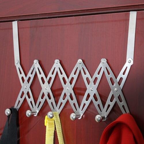Stainless steel nail-free folding clothes hook storage rack retractable clothes sundries hanger behind the door