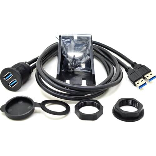 USB 3.0 Mount Cable - Powerbeast Dual USB 3.0 Extension USB Dash 2 X USB Flush Mount,Panel Mount Cable 1m 3ft Waterproof