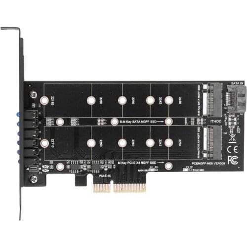 PCI-E 4X to NGFF SSD Solid State Disk Adapter Card B-key+M-key M.2 NGFF+NVME Dual Interface PCIE Adapter Card with Back plate