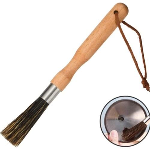 Coffee Grinder Powder Cleaning Brush Coffee Machine Brush Wood Handle Pig Bristle Dusting Espresso Brush For Barista