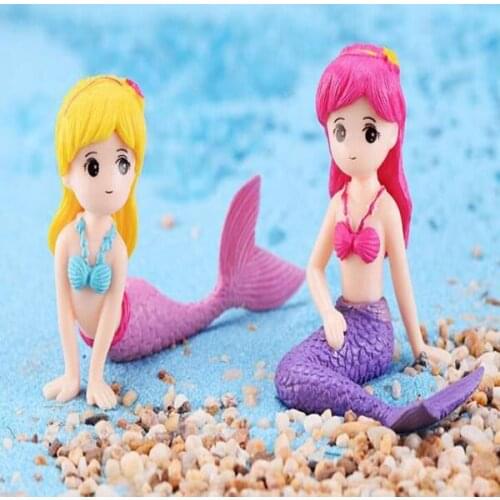 Mermaid Gnome Miniature Figurines Fairy Garden Decoration Cactus Succulent Planter Accessory Micro Landscape Aquarium Waterscape