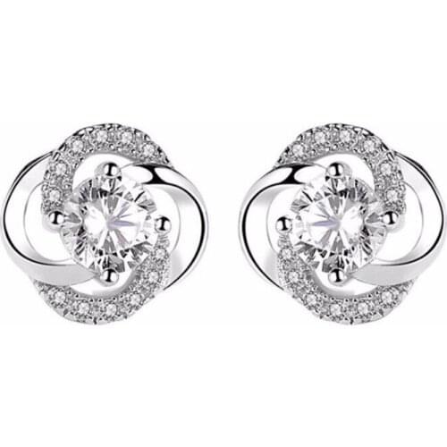 Fashion Floral Zircon Clover Earrings for women