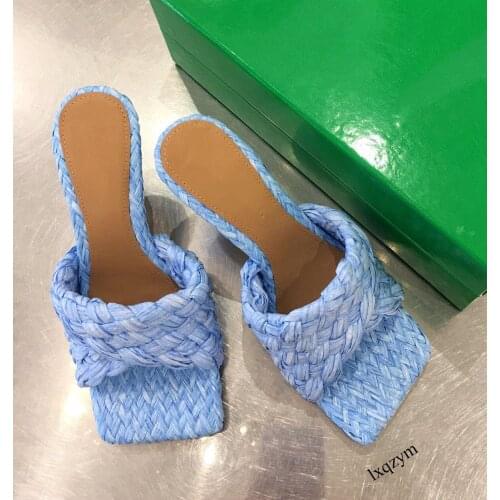 Fashion Party Sandals Mules High Heel Slippers Open Toe Thin Heels Slippers Ladies Sexy Designers Shoes Woman Outdoor