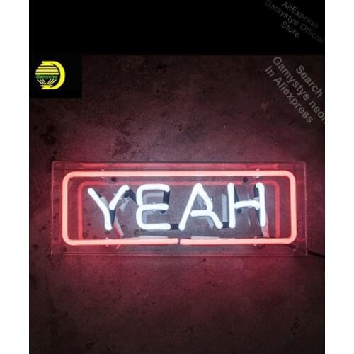Neon Sign for YEAH in Acrylic Box Neon Bulb sign handcraft neon Glass Tube Neon Sign Enseign Lumineuse Bar neon sign logo Board