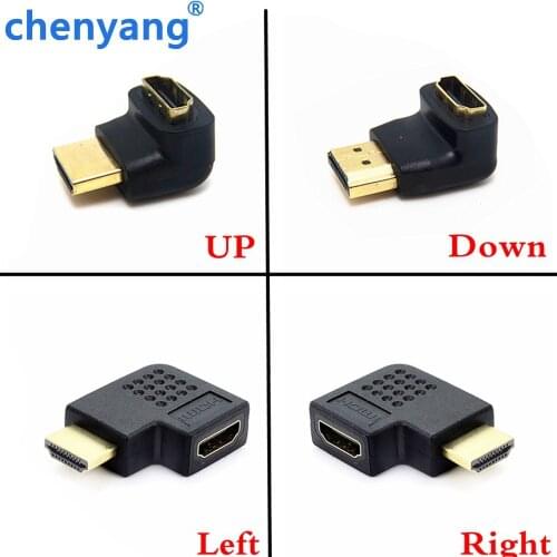 Male to Female HDMI- compatible Adapter Converter 90 Degrees Angle Turn Right / Left 180 360 Degree Rotating HDMI Connector