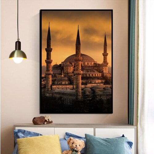 HD Print Poster Sultan Ahmed Mosque Istanbul Landscape Turkey Wall Art Canvas Painting Living Room Home Decoration