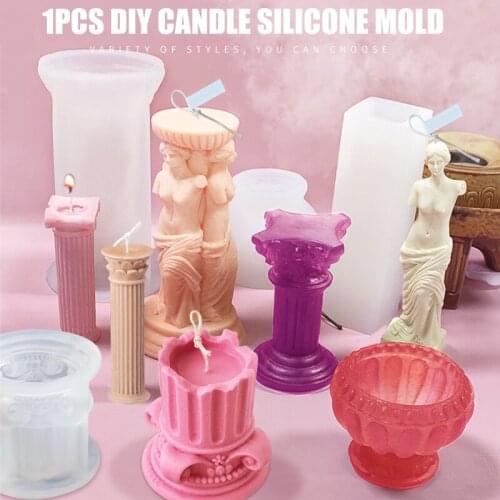 3D Silicone DIY Handmade Candle Mould Roman Column Mold Diy Tools for Mousse Dessert Jelly Candle Soap can CSV