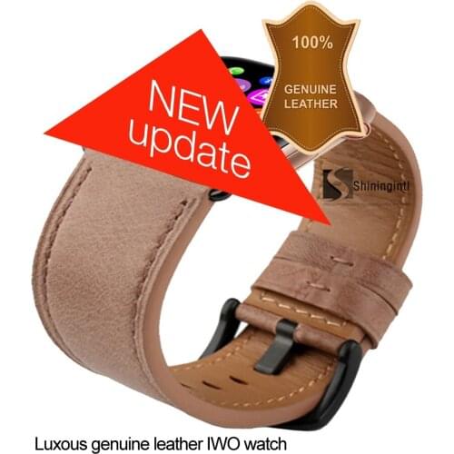 Smochm IWO 9 1:1 MTK2502C Wrist Smart Watch Wireless Charge Smartwatch 44MM Series 4 Genuine Leather Updated for Iphone Andriod