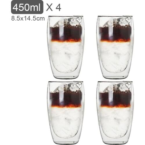 450ML Double Wall Glass Cup Transparent Handmade Heat Resistant Tea Drink Cup MINI Whisky Cup 100 centigrade Espresso Coffee Cup